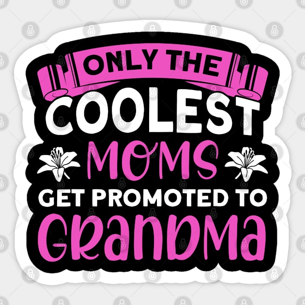 Coolest Moms Get Promoted To Grandma Grandmother Sticker by Toeffishirts